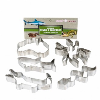 Australian Deadly & Dangerous 5pce (with Shark) Stainless Steel Cookie Cutter Pack