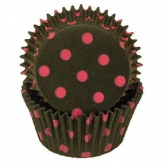 Black with Hot Pink Spots Baking Cups - 50 Pack