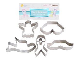 Cancer Awareness 5pce Stainless Steel Cookie Cutter Pack - % of the profit of this pack is donated to the QLD Cancer Council.