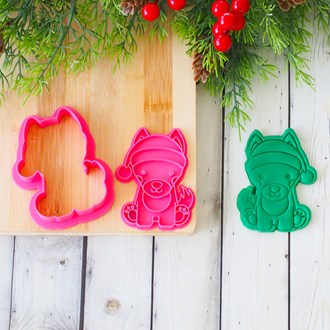 Christmas Dingo Pup 3D Printed Cookie Cutter & Emboss Stamp  - End of Line Sale