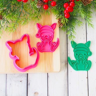 Christmas Kangaroo Joey 3D Printed Cookie Cutter & Emboss Stamp  - End of Line Sale