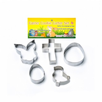 Easter 5pce (Religious with Bunny Face ) Stainless Steel Cookie Cutter Pack