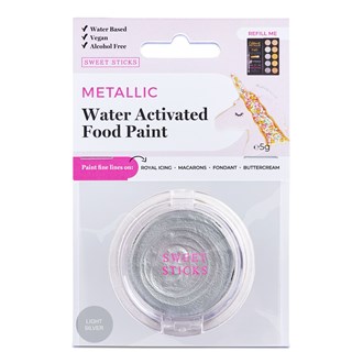 Light Silver Water Based Edible Art Paint - Single or Palette Refill