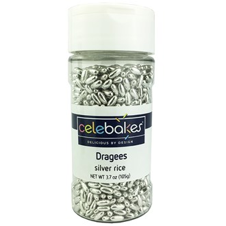 Silver Metallic Rice Dragees - 105g