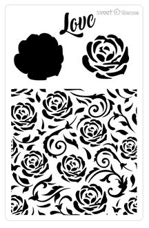 Rose Background with Love Stencil