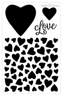 Heart Background with Love Stencil