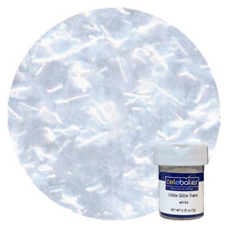 White Edible Glitter Flakes - 7g