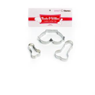 Boobs & Willies 3pce Stainless Steel Cookie Cutter Pack